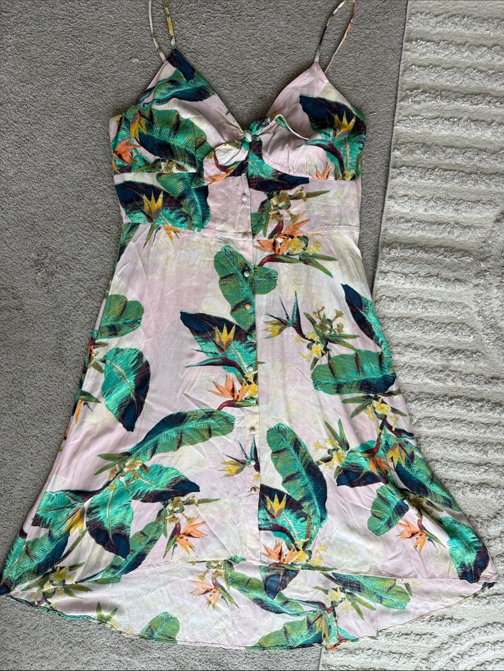 Jessica Simpson Tropical Leaf Mini Dress - Pink & Green